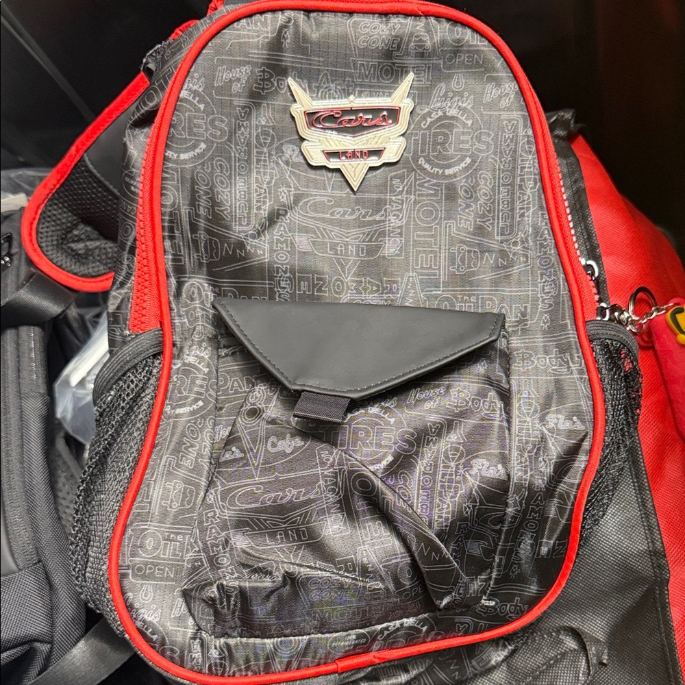 Cars Logo Black Backpack with Red Trim